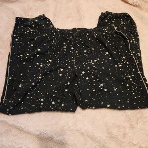 Womens Victoria Secret Pajama Pants Large black with stars, pockets
